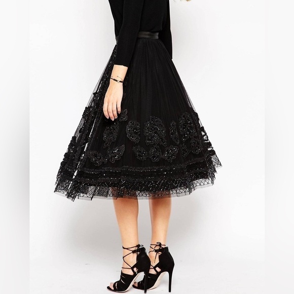 - Needle & Thread Embellished Tulle Lace Midi Skirt. - Picture 2 of 12
